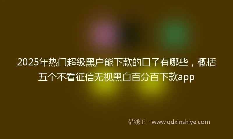 2025年热门超级黑户能下款的口子有哪些，概括五个不看征信无视黑白百分百下款app