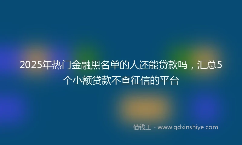 2025年热门金融黑名单的人还能贷款吗，汇总5个小额贷款不查征信的平台