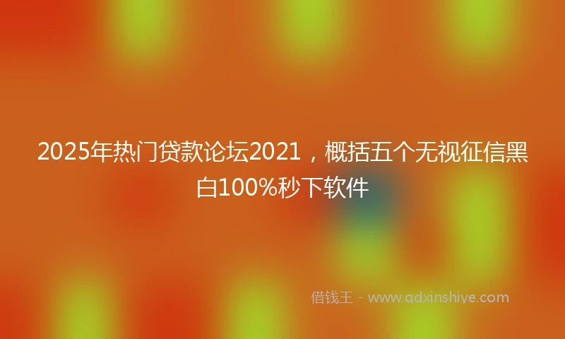 2025年热门贷款论坛2021，概括五个无视征信黑白100%秒下软件