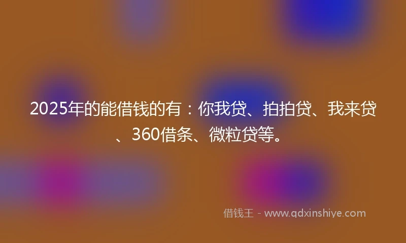2025年的能借钱的有：你我贷、拍拍贷、我来贷、360借条、微粒贷等。