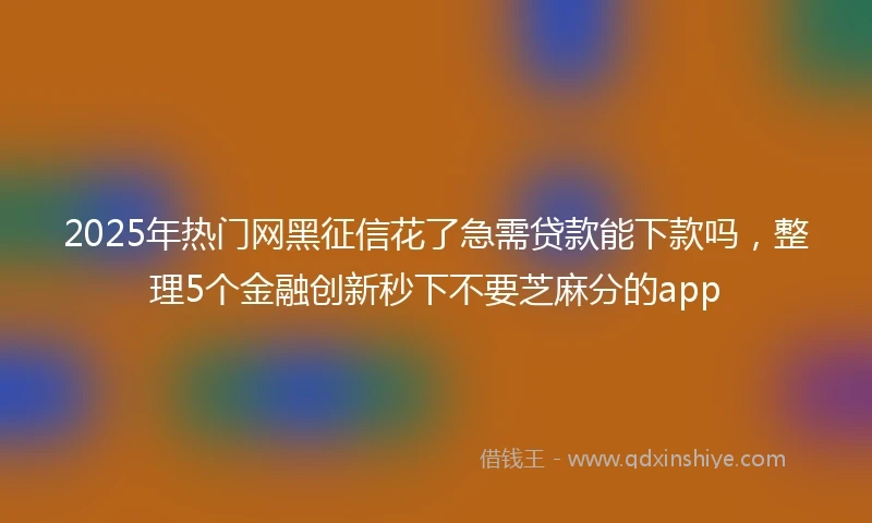 2025年热门网黑征信花了急需贷款能下款吗，整理5个金融创新秒下不要芝麻分的app