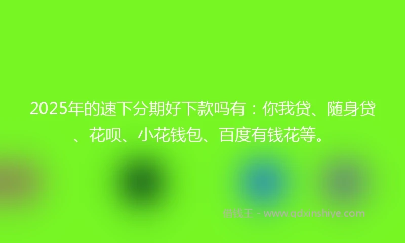 2025年的速下分期好下款吗有：你我贷、随身贷、花呗、小花钱包、百度有钱花等。