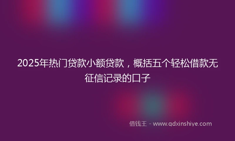 2025年热门贷款小额贷款，概括五个轻松借款无征信记录的口子
