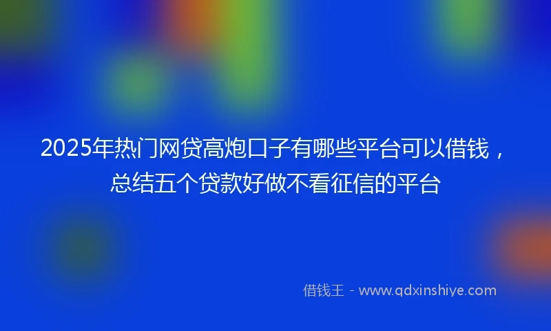 2025年热门网贷高炮口子有哪些平台可以借钱，总结五个贷款好做不看征信的平台