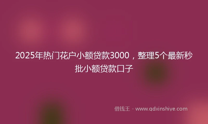 2025年热门花户小额贷款3000，整理5个最新秒批小额贷款口子
