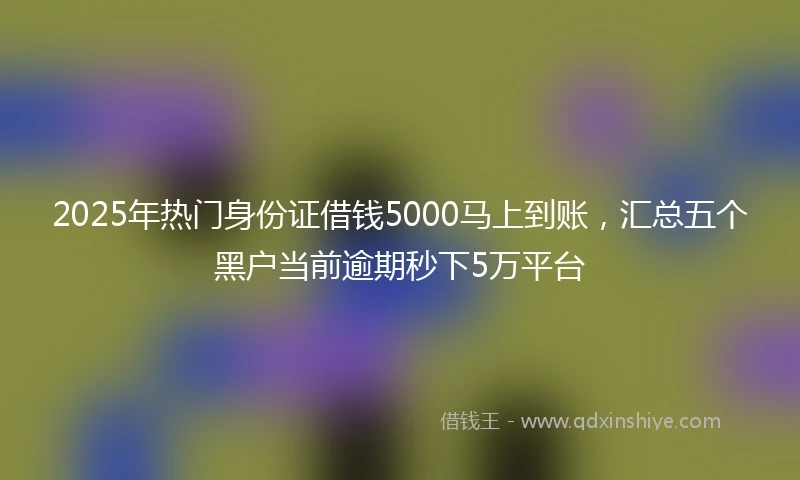 2025年热门身份证借钱5000马上到账，汇总五个黑户当前逾期秒下5万平台