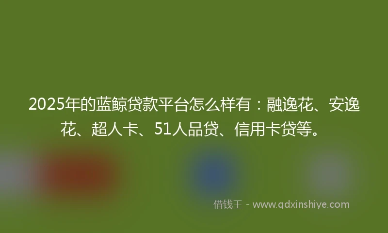 2025年的蓝鲸贷款平台怎么样有：融逸花、安逸花、超人卡、51人品贷、信用卡贷等。
