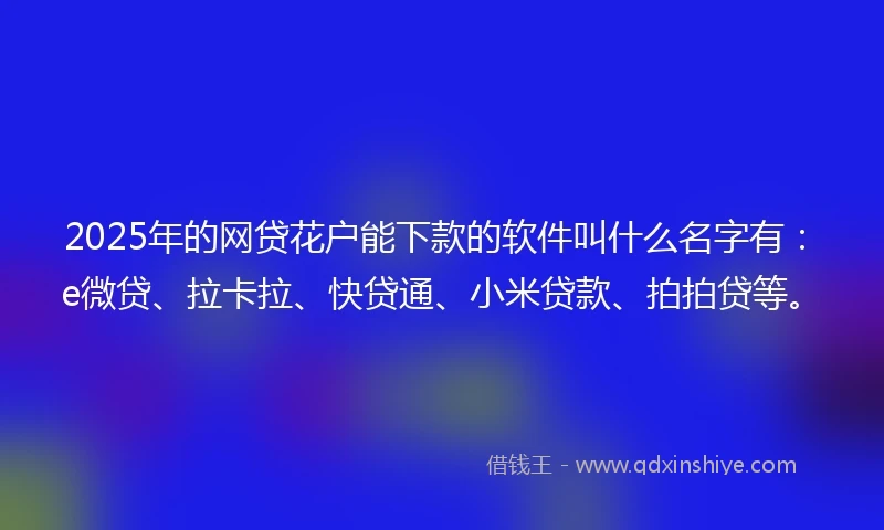 2025年的网贷花户能下款的软件叫什么名字有：e微贷、拉卡拉、快贷通、小米贷款、拍拍贷等。