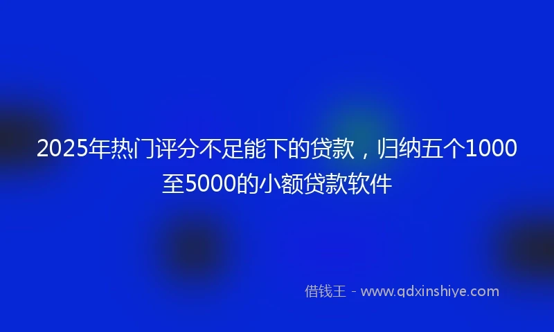 2025年热门评分不足能下的贷款，归纳五个1000至5000的小额贷款软件