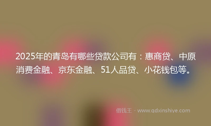 2025年的青岛有哪些贷款公司有：惠商贷、中原消费金融、京东金融、51人品贷、小花钱包等。