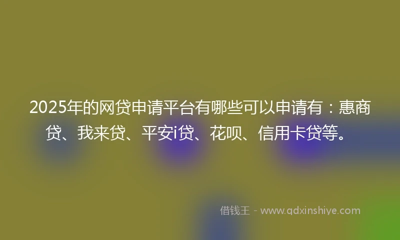 2025年的网贷申请平台有哪些可以申请有：惠商贷、我来贷、平安i贷、花呗、信用卡贷等。