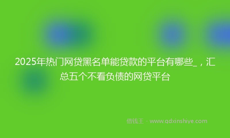 2025年热门网贷黑名单能贷款的平台有哪些_，汇总五个不看负债的网贷平台