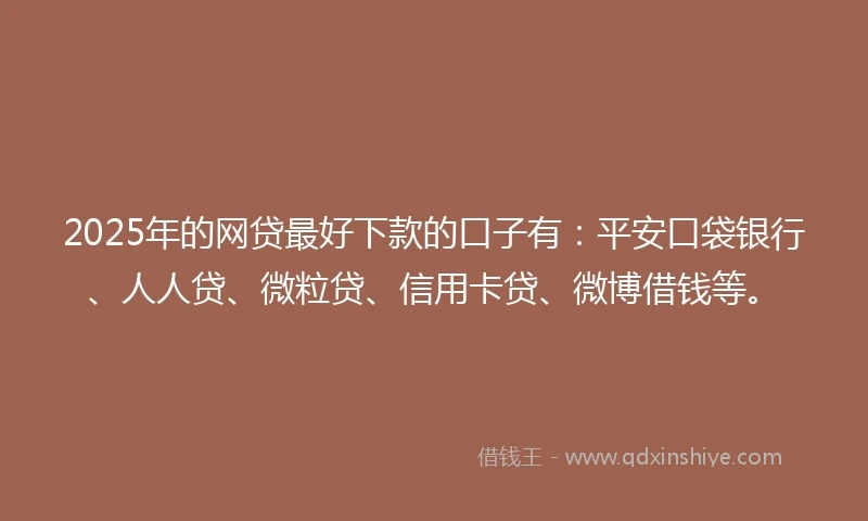 2025年的网贷最好下款的口子有：平安口袋银行、人人贷、微粒贷、信用卡贷、微博借钱等。