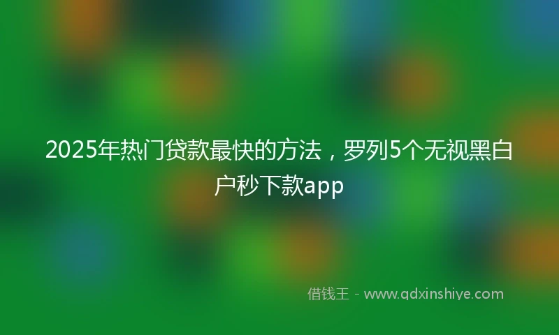 2025年热门贷款最快的方法，罗列5个无视黑白户秒下款app