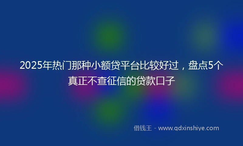 2025年热门那种小额贷平台比较好过，盘点5个真正不查征信的贷款口子