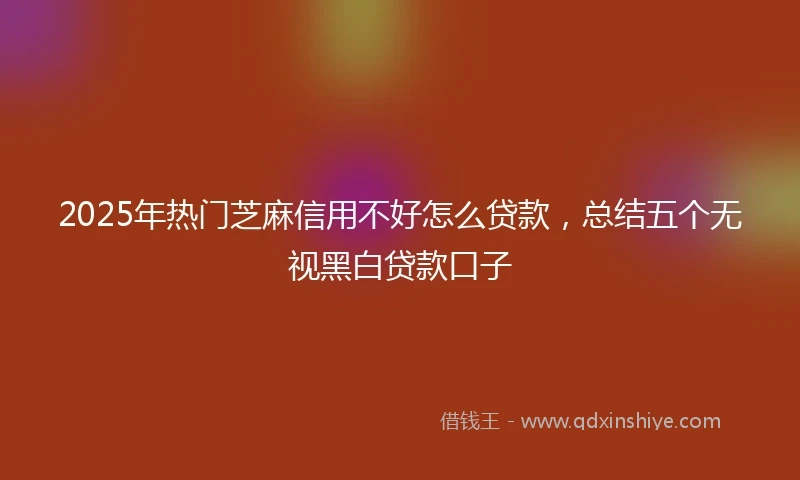 2025年热门芝麻信用不好怎么贷款，总结五个无视黑白贷款口子