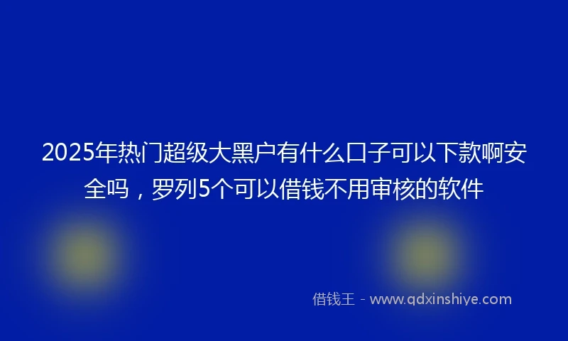 2025年热门超级大黑户有什么口子可以下款啊安全吗，罗列5个可以借钱不用审核的软件
