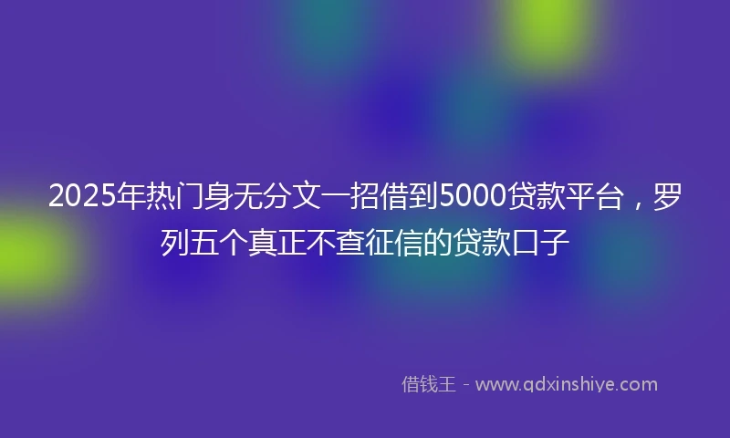 2025年热门身无分文一招借到5000贷款平台，罗列五个真正不查征信的贷款口子