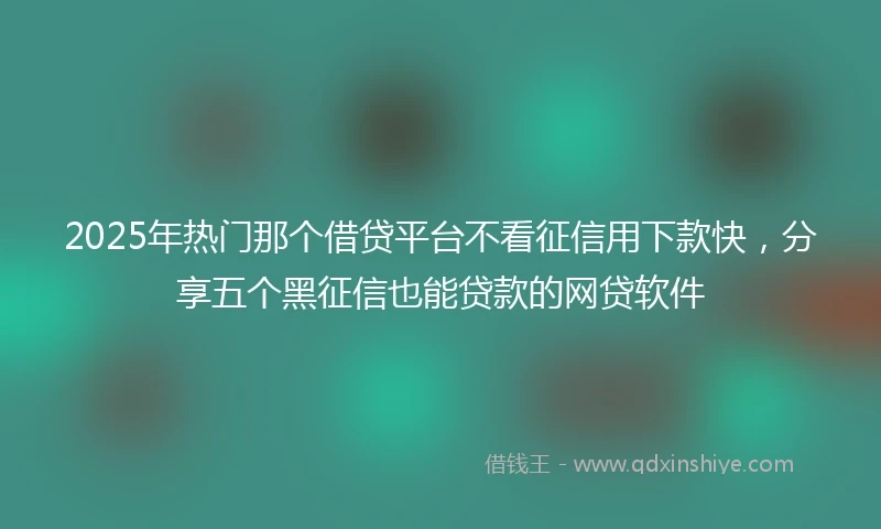 2025年热门那个借贷平台不看征信用下款快，分享五个黑征信也能贷款的网贷软件