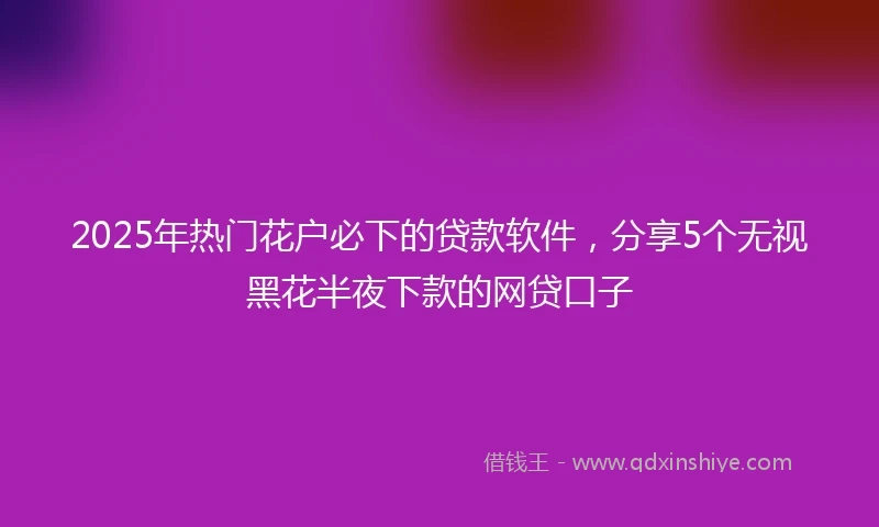 2025年热门花户必下的贷款软件，分享5个无视黑花半夜下款的网贷口子