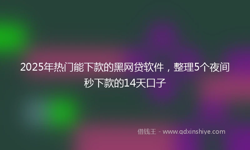 2025年热门能下款的黑网贷软件，整理5个夜间秒下款的14天口子