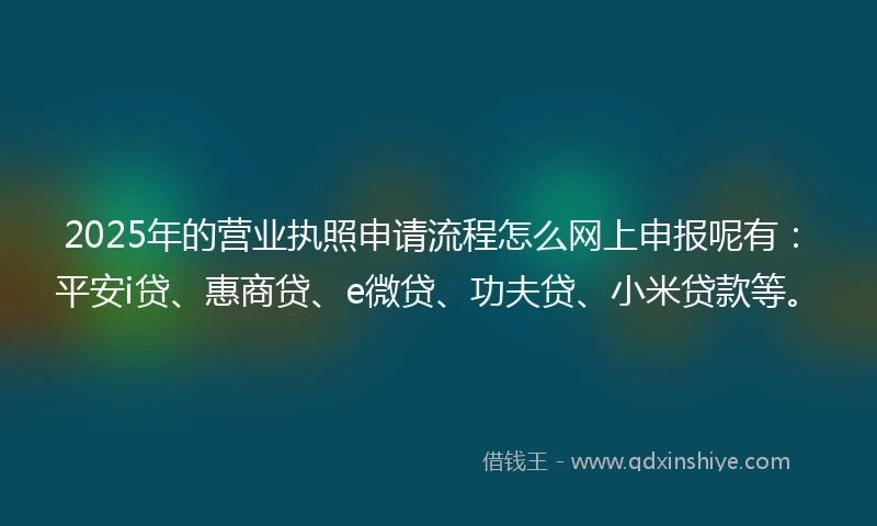 2025年的营业执照申请流程怎么网上申报呢有：平安i贷、惠商贷、e微贷、功夫贷、小米贷款等。