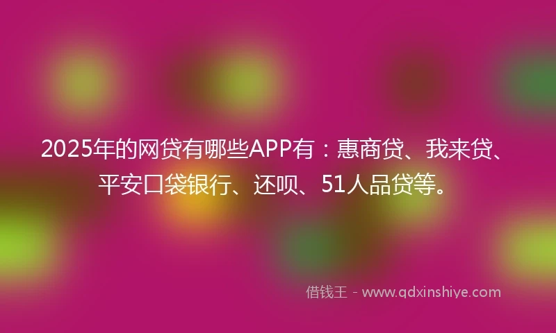 2025年的网贷有哪些APP有：惠商贷、我来贷、平安口袋银行、还呗、51人品贷等。