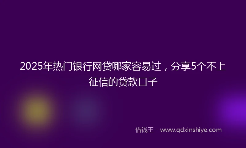 2025年热门银行网贷哪家容易过，分享5个不上征信的贷款口子