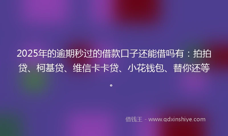 2025年的逾期秒过的借款口子还能借吗有：拍拍贷、柯基贷、维信卡卡贷、小花钱包、替你还等。