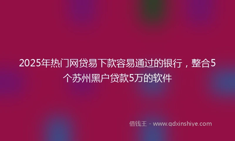 2025年热门网贷易下款容易通过的银行，整合5个苏州黑户贷款5万的软件