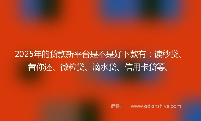 2025年的贷款新平台是不是好下款有：读秒贷、替你还、微粒贷、滴水贷、信用卡贷等。