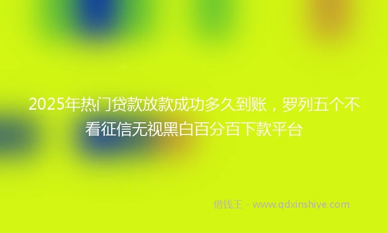 2025年热门贷款放款成功多久到账，罗列五个不看征信无视黑白百分百下款平台