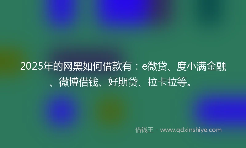 2025年的网黑如何借款有：e微贷、度小满金融、微博借钱、好期贷、拉卡拉等。