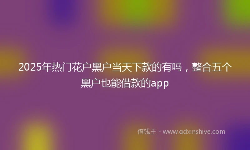 2025年热门花户黑户当天下款的有吗，整合五个黑户也能借款的app