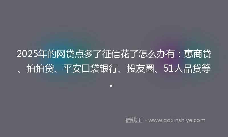 2025年的网贷点多了征信花了怎么办有：惠商贷、拍拍贷、平安口袋银行、投友圈、51人品贷等。