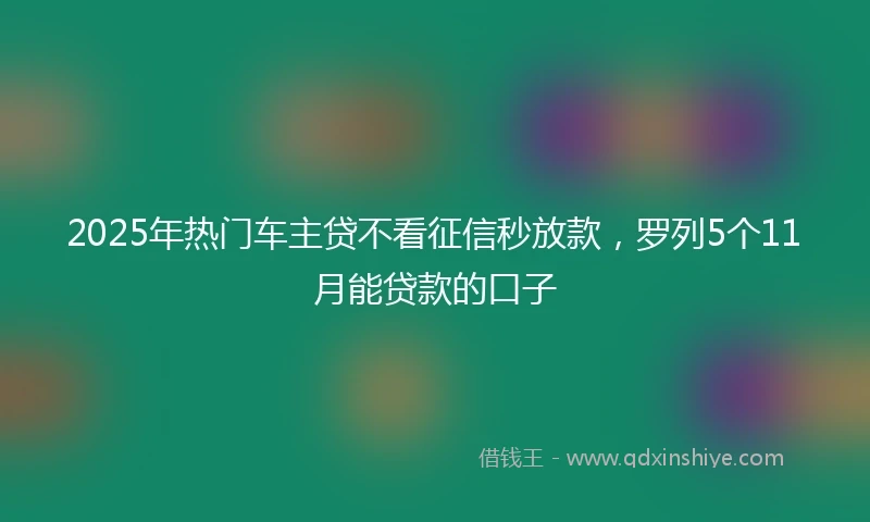 2025年热门车主贷不看征信秒放款，罗列5个11月能贷款的口子
