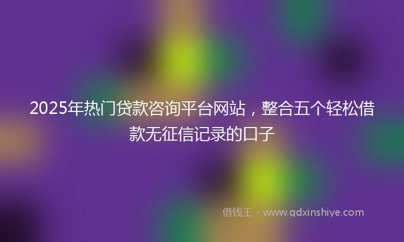 2025年热门贷款咨询平台网站，整合五个轻松借款无征信记录的口子