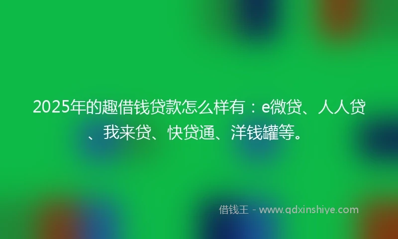 2025年的趣借钱贷款怎么样有：e微贷、人人贷、我来贷、快贷通、洋钱罐等。