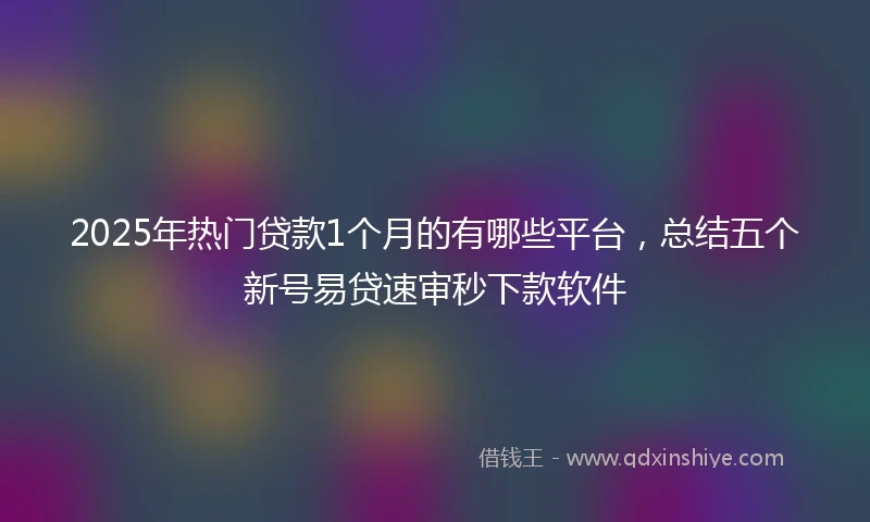 2025年热门贷款1个月的有哪些平台，总结五个新号易贷速审秒下款软件