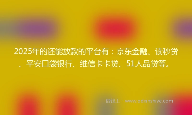 2025年的还能放款的平台有：京东金融、读秒贷、平安口袋银行、维信卡卡贷、51人品贷等。