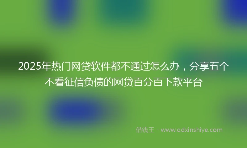 2025年热门网贷软件都不通过怎么办，分享五个不看征信负债的网贷百分百下款平台