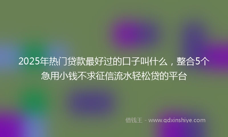 2025年热门贷款最好过的口子叫什么，整合5个急用小钱不求征信流水轻松贷的平台