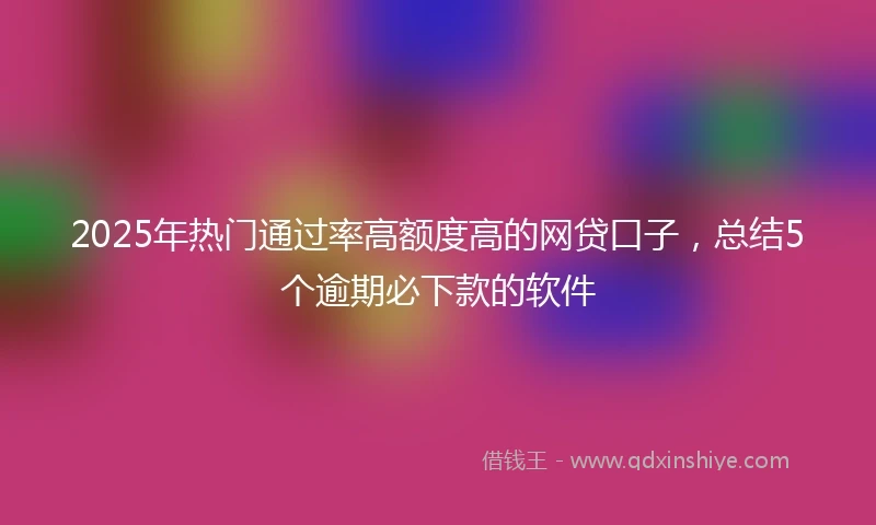 2025年热门通过率高额度高的网贷口子，总结5个逾期必下款的软件