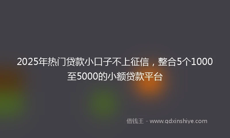 2025年热门贷款小口子不上征信，整合5个1000至5000的小额贷款平台