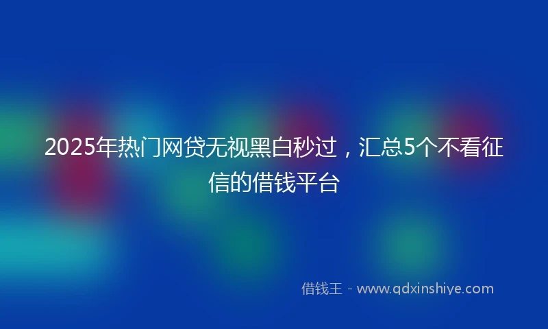 2025年热门网贷无视黑白秒过，汇总5个不看征信的借钱平台