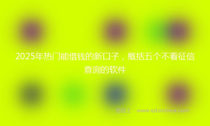 2025年热门能借钱的新口子，概括五个不看征信查询的软件