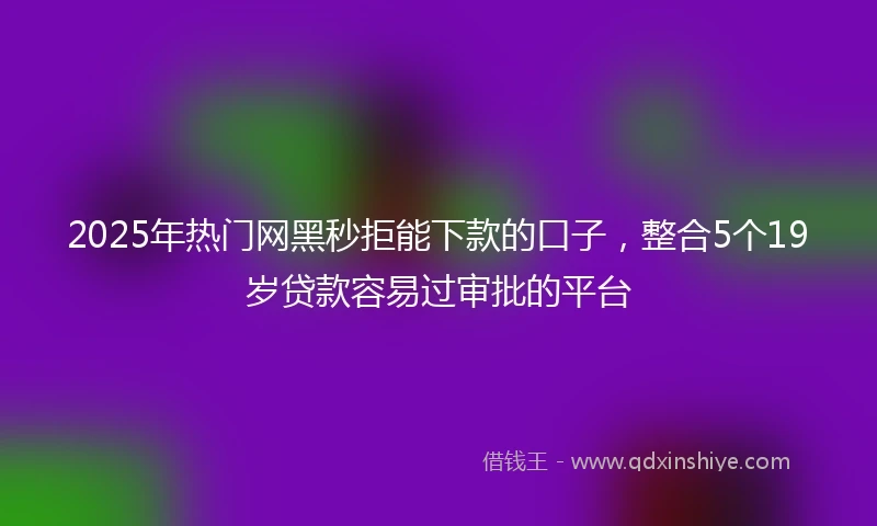 2025年热门网黑秒拒能下款的口子，整合5个19岁贷款容易过审批的平台