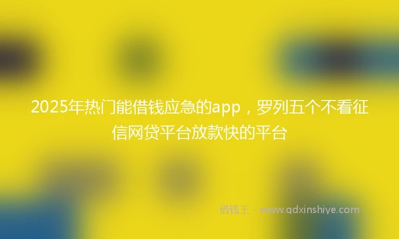 2025年热门能借钱应急的app，罗列五个不看征信网贷平台放款快的平台