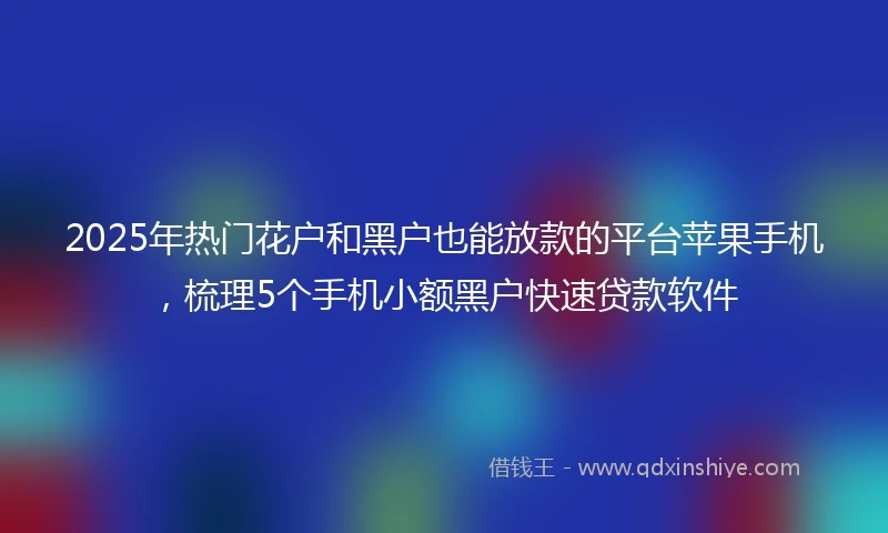 2025年热门花户和黑户也能放款的平台苹果手机，梳理5个手机小额黑户快速贷款软件