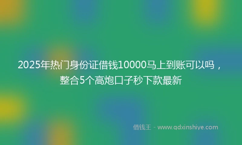 2025年热门身份证借钱10000马上到账可以吗，整合5个高炮口子秒下款最新